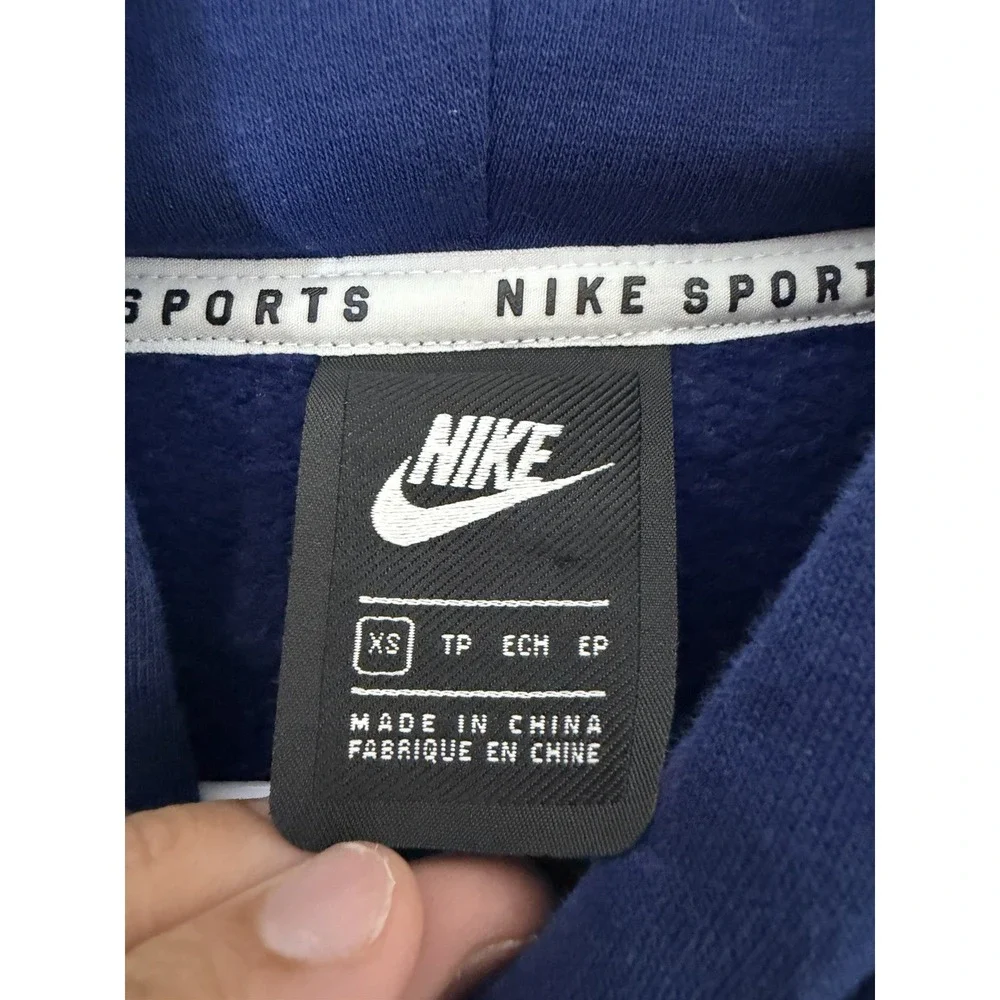 Nike Fleece Quilted Fleece Pull Over Hoodie Womens Size XS Cj6253-492 BLUE